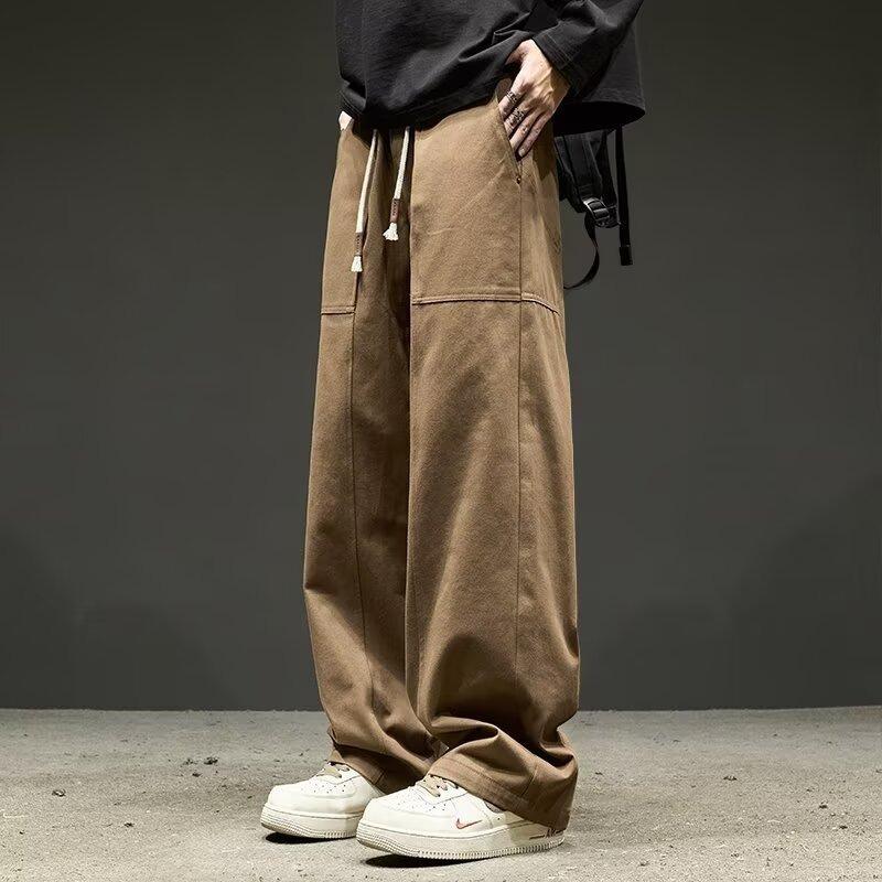 Autumn and winter solid color sweatpants men's thin trendy new wide-leg loose straight versatile casual trousers