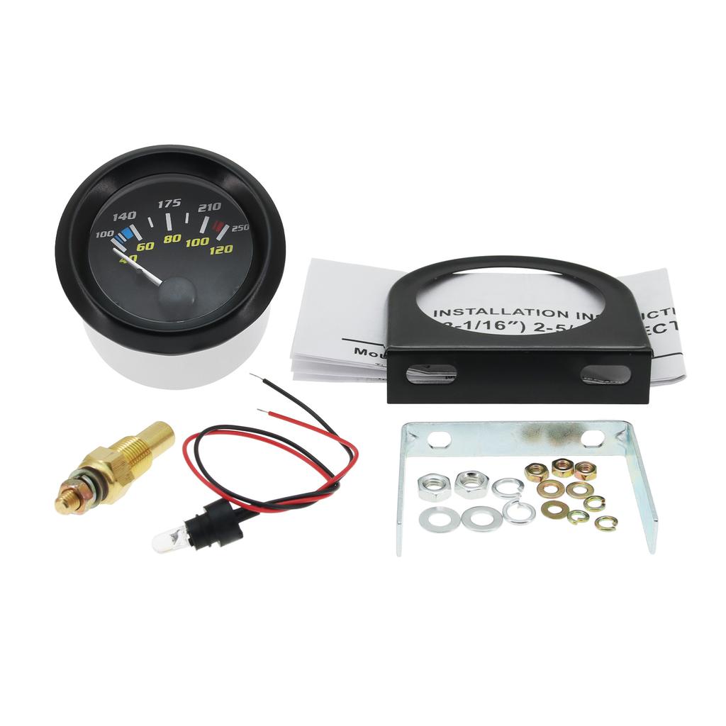AD 52mm Water Temperature Gauge With Water Temp Sensor 10mm 40~120℃ 100-250℉ Pointer Water Temperature Meters for Car 12V