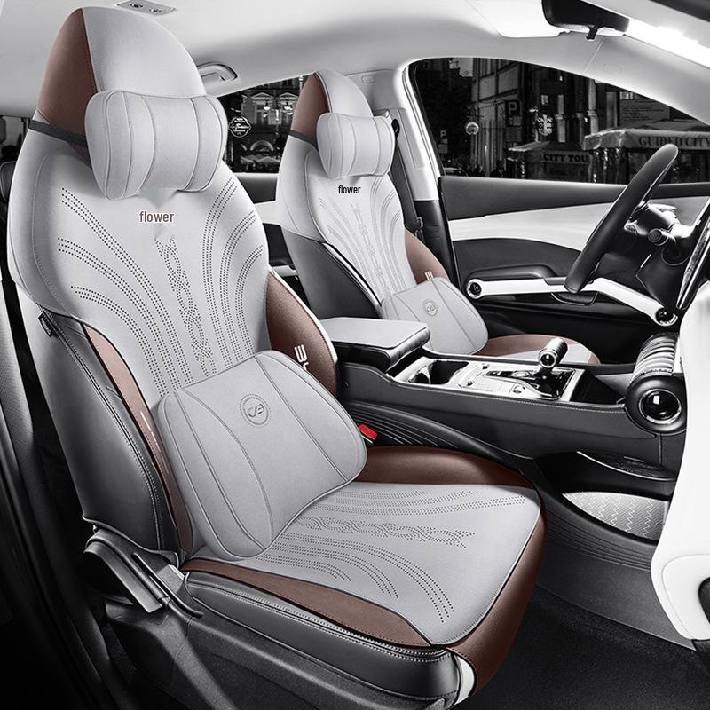 BYD Yuan PLUS Perforated Suede Car Seat Cushion - Universal, Tie-Free, All-Season Saddle Pad.