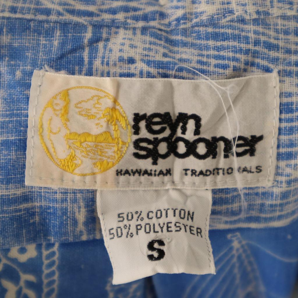 reyn spooner 80s Reverse print vintage Overall handle Short sleeve Half-button button-down Aloha shirt Men's Used