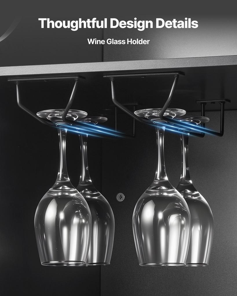 Home Bar Unit, L-Shaped Wine Bar Cabinet Table 4-Tier with Storage Shelves, Wine Glass Holder, 136 Kg Max Capacity, Wood Liquor Cabinet for Home,