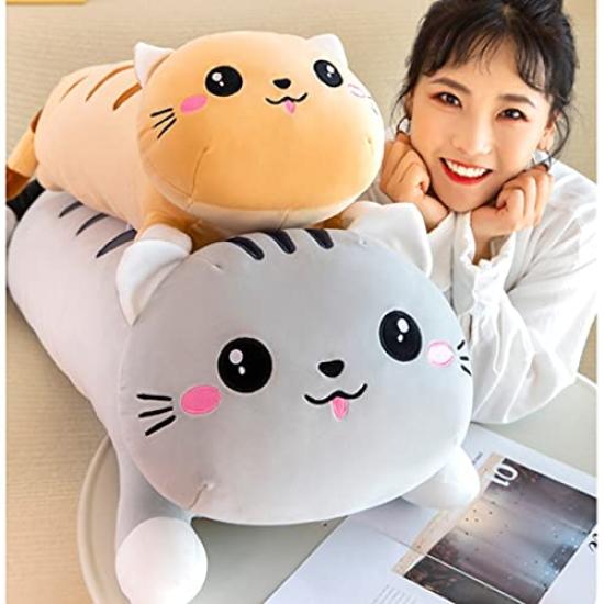 Stylish Soda Plush Cat Body Pillow, My Mei-chan (Gray, 70cm)