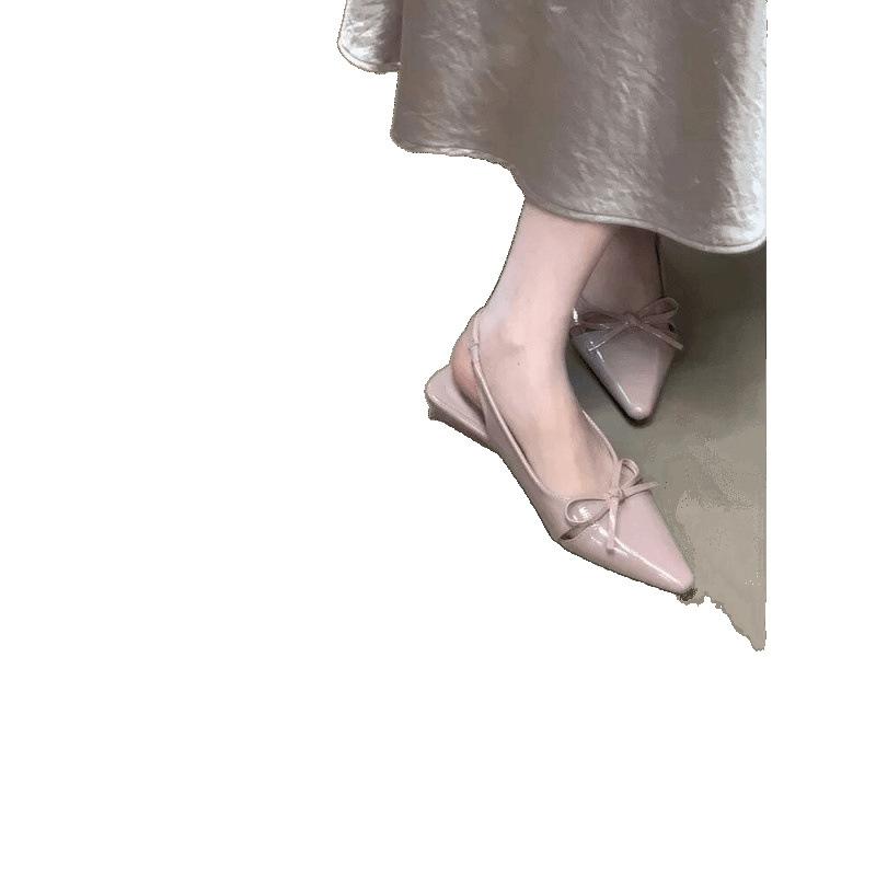 Beautiful French Pointed Bow Bag Head Sandals New Niche Design Sense Versatile Commuter Dating Women's Shoes