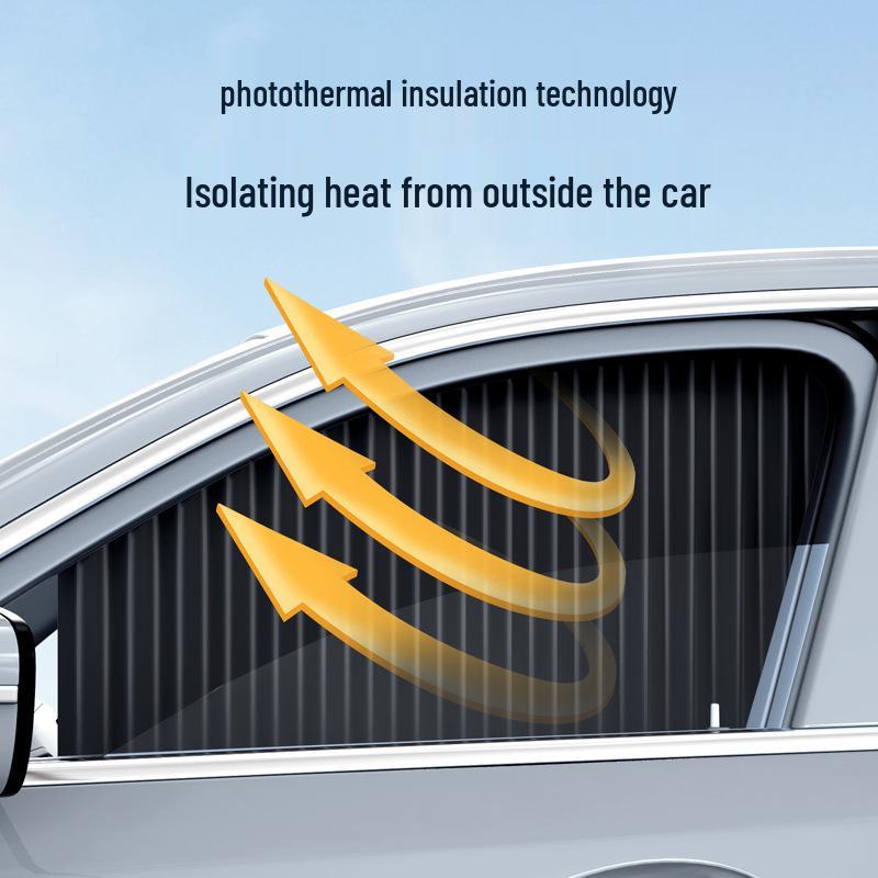 Automatic Retractable Car Sunshade with Magnetic Privacy Curtain
