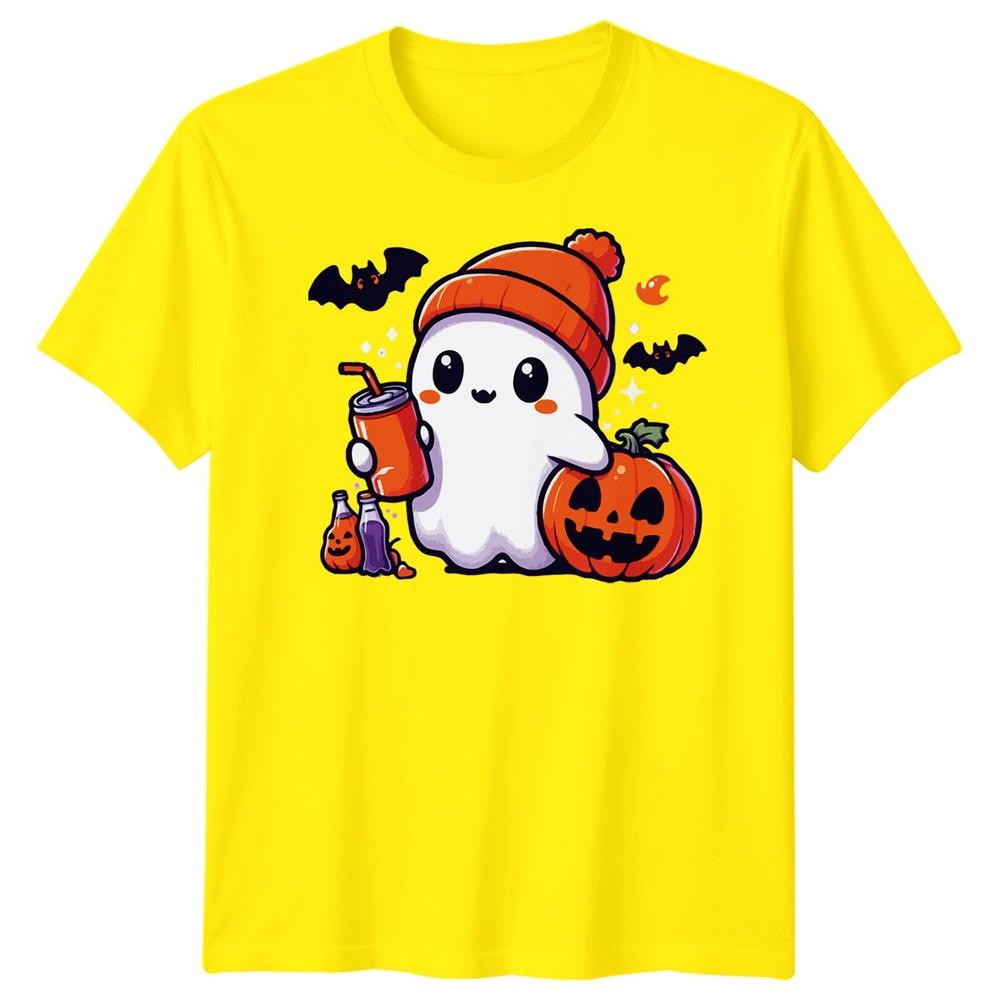 Halloween TShirt Ghost Pumpkin Iced Coffee Spooky Graphic Adults Kids Tee
