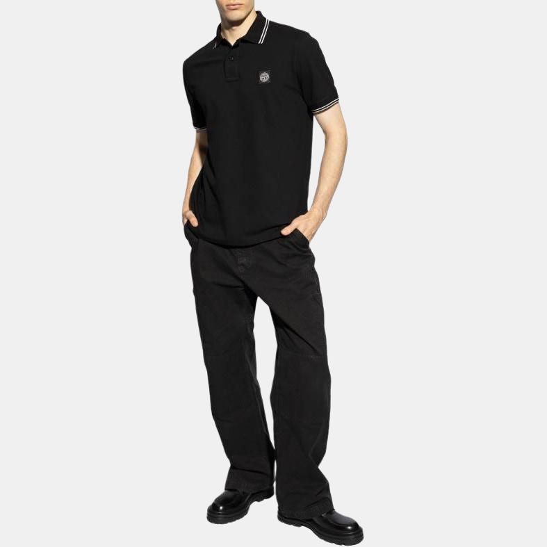 Stone Island Logo Patch Short Sleeve Polo Shirt Men Polo Shirts Black K1S1522002SCS0018-V0029