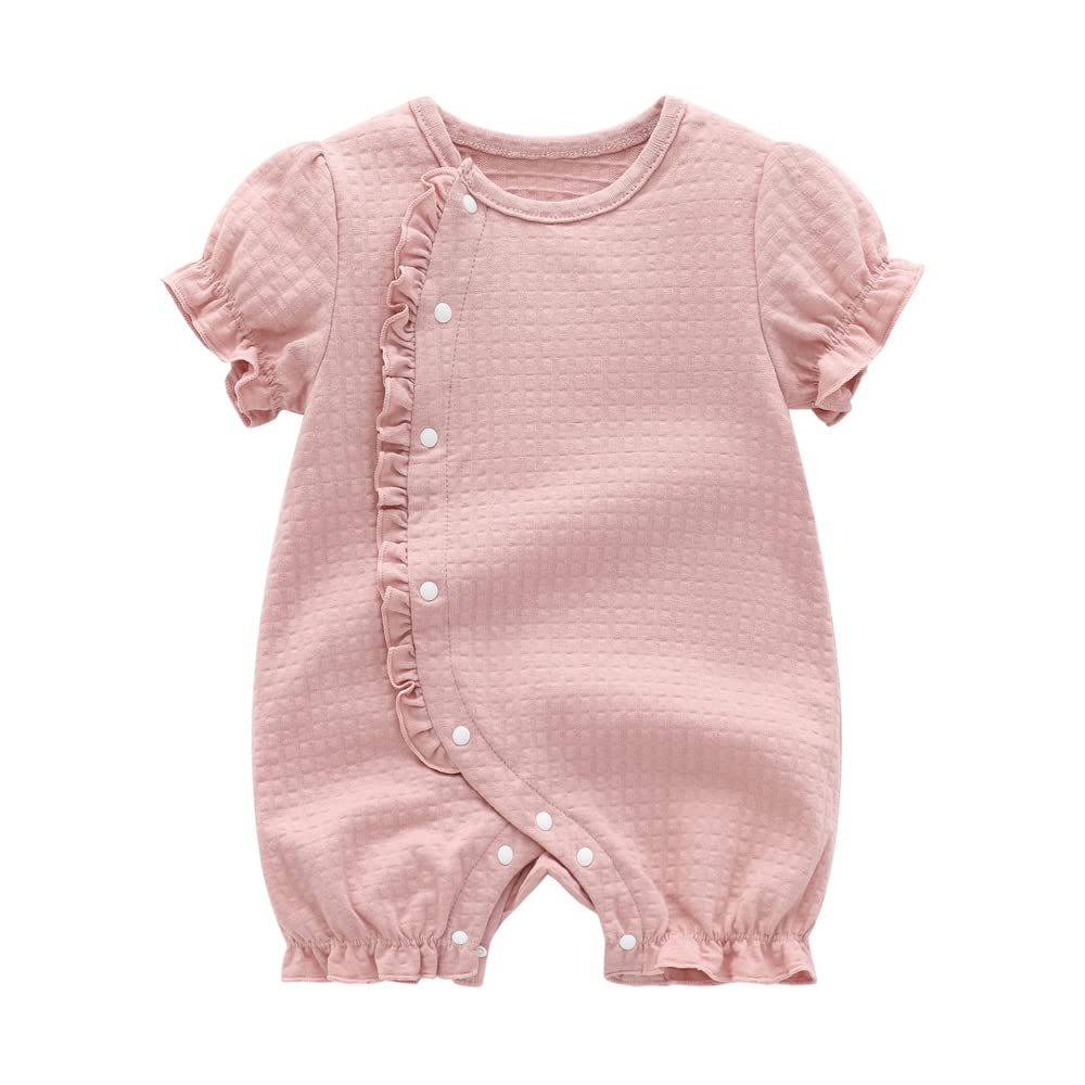 Baby Clothes Short Sleeve Summer Clothes Coverall Open Front Hair Ornament Girls Romper Baby Preparation Girls Casual Everyday Wear Shrine Visit