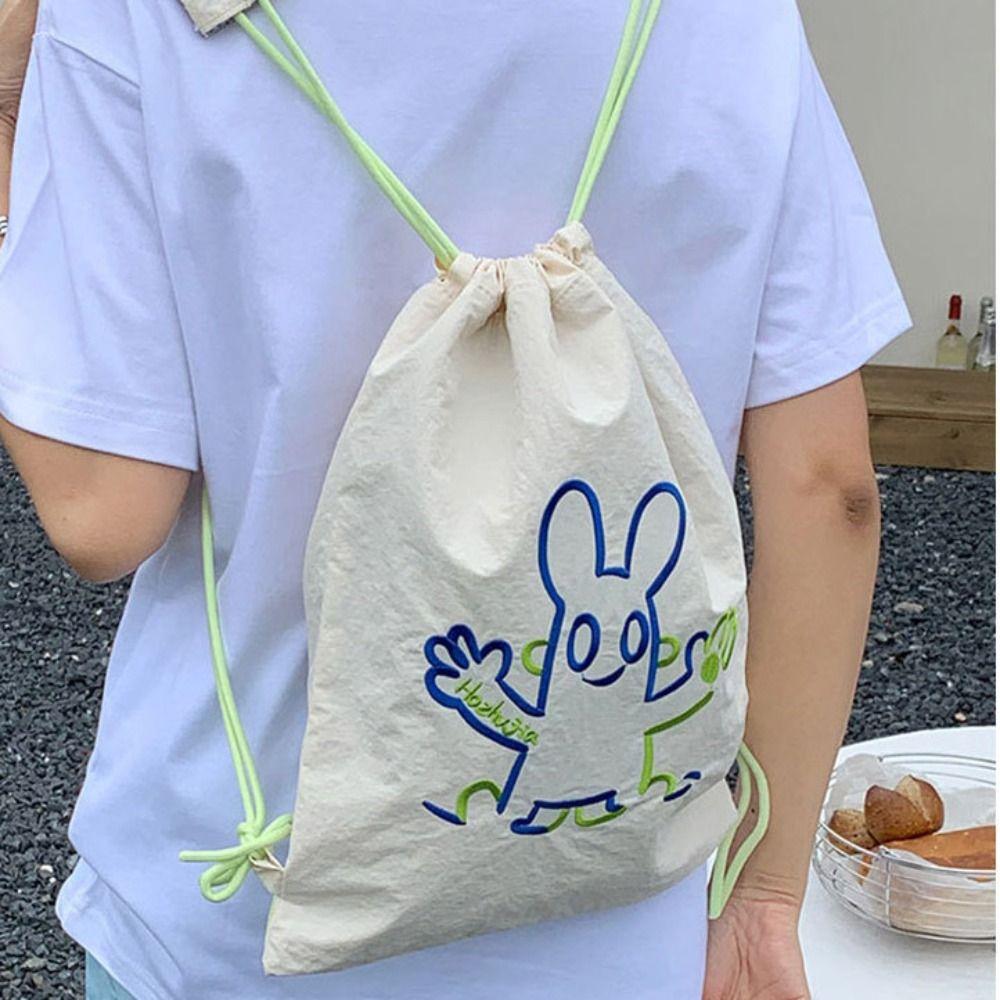 Solid Color Fitness Shoulder Bag Lightweight Drawstring Fitness Bag  All-match