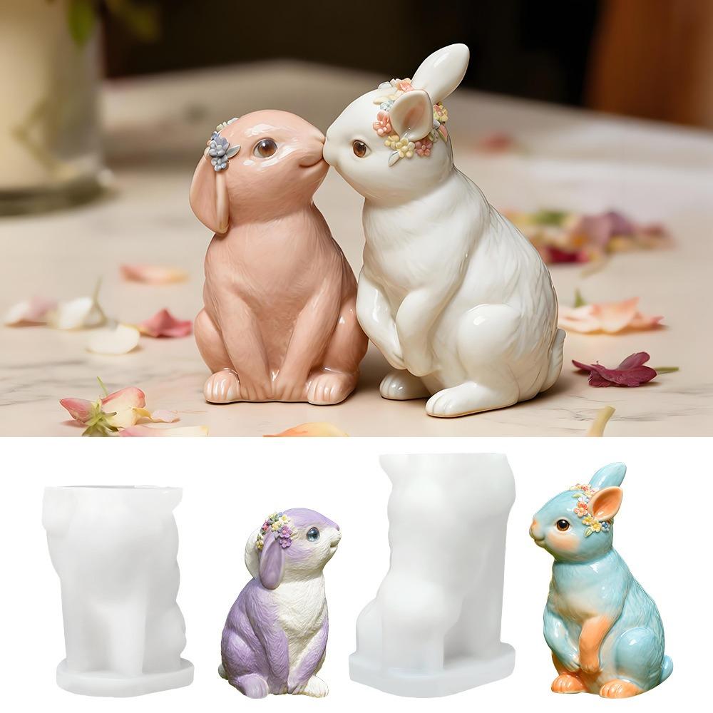 3D Easter Candle Mold Non-Stick DIY Animal Mold Plaster Mold Rabbit Silicone Mold Gift Creating