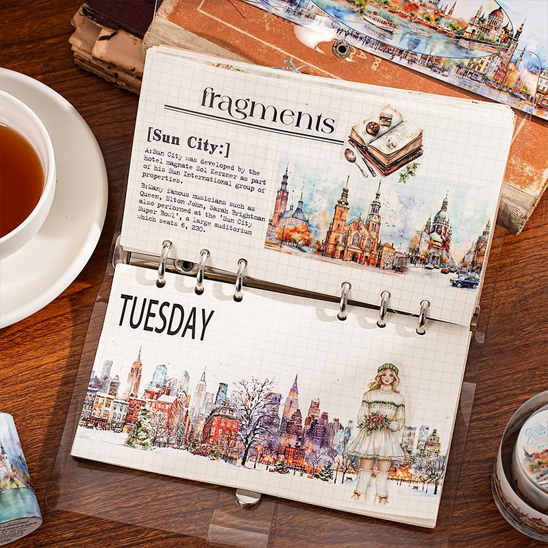 PET City Landscape Theme Tape Landscape Series Hand Account Base Material DIY Tape Creative Collage Card Photo Frame Decoration