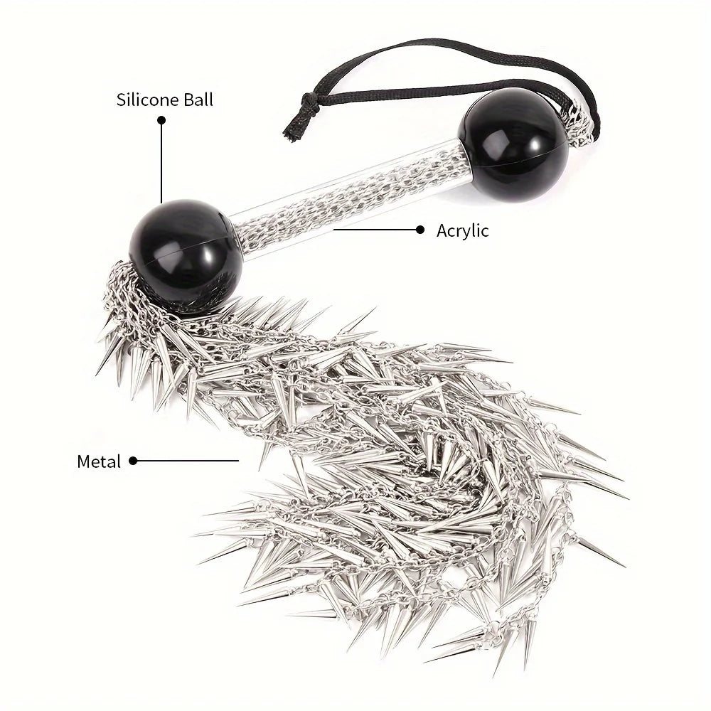 Metal Pepper Double Bead Chain Whip With Restraints Spanking Flogger  Adult Flirting Sex Play Toys For Women And Couples Restraint Kits & Sets