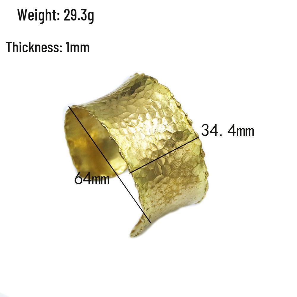 European & American Wide Band Embossed Wave Bracelet: Cold-Style, Semi-Open Metal Bangle