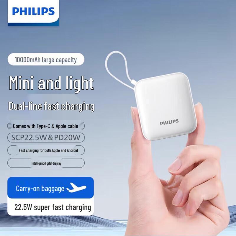 Philips Travel Essentials Gift Set: 10,000mAh Power Bank & Wireless Earbuds