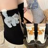 Cute Cats Design Length Socks Unisex Comfort Stretchy Fabric All Time Wear Home Office Winter Outfit