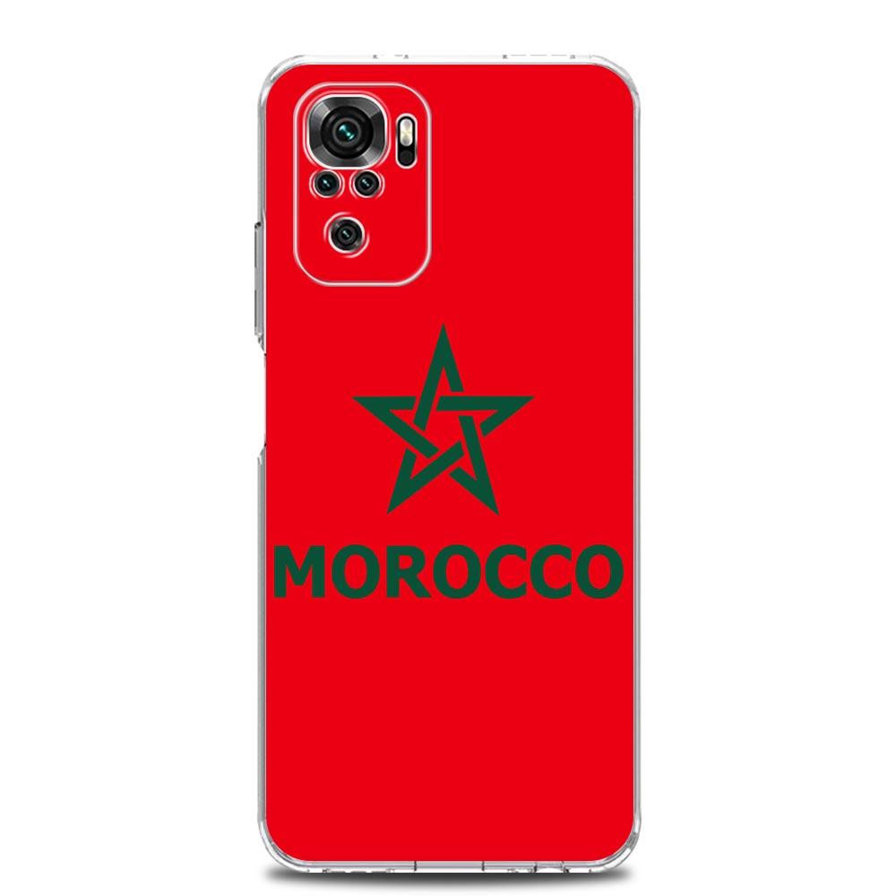 Ny Square Clear, myk telefonveske til Xiaomi Redmi Note 12 11 9S 9 8 10 Pro+ 7 8T 9C 9A 8A K40 spilldeksel Marokko flaggfotball