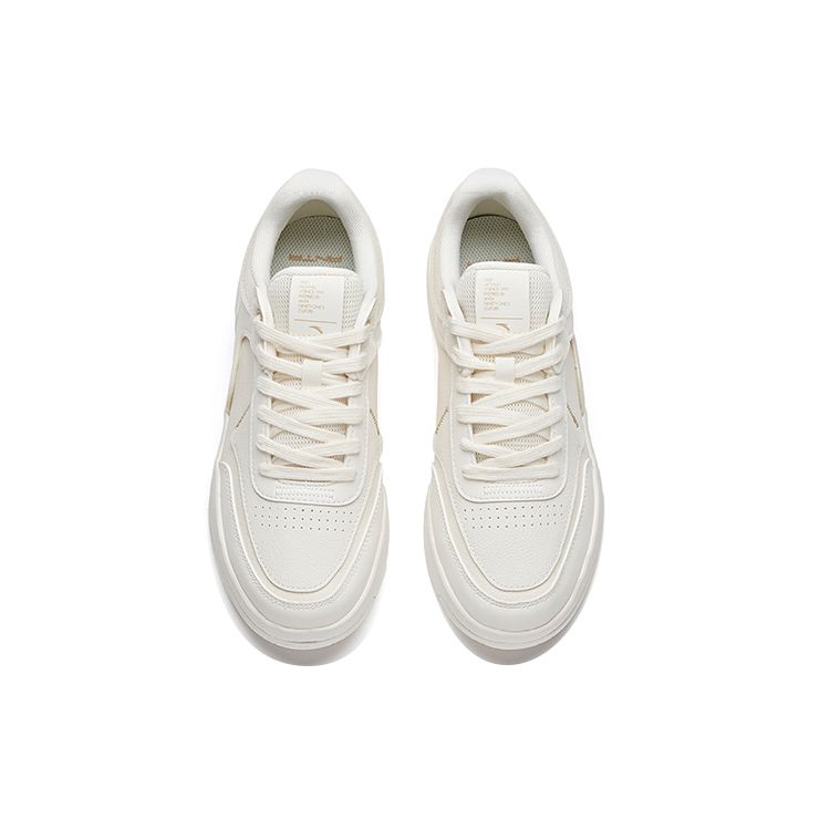 Anta Lifestyle Series Waffle Durable Breathable Low-Top Skate Shoes Women Sneaker Ivory 122148081R-3