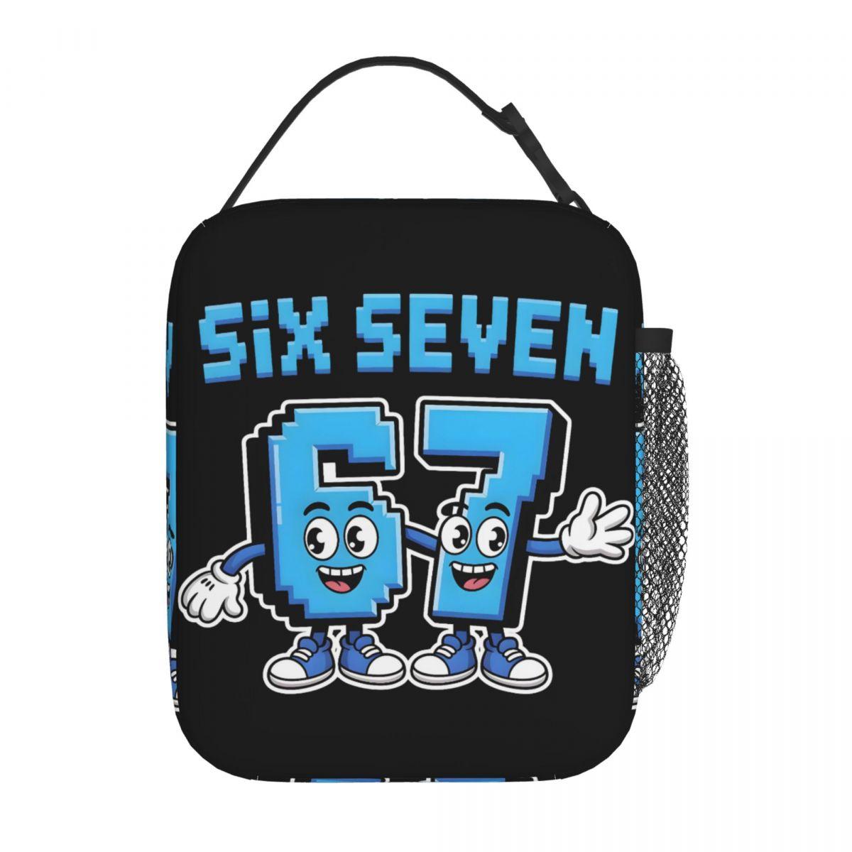 67 Zes Zeven 6-7 Grappige Italiaanse Brainrot Geïsoleerde Lunchtas Voedseltas Draagbare Thermische Koeltas Lunchboxen Voor School Kantoor One Size