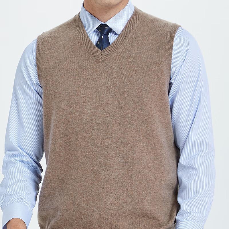 Hengyuanxiang Men's V-Neck Solid Wool Knit Vest