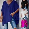 Women's Solid Color Pullover Batwing Sleeve Long Sleeve Top Loose Fit Round Neck Casual Blouse Lightweight Comfortable Shirt
