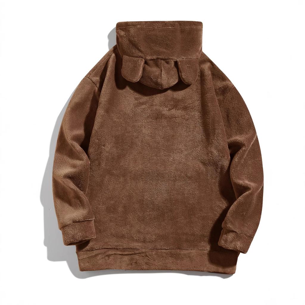 Herbst Winter Feuchtigkeitsableitend Bequem Hautfreundlich Oberteile Große Größe Mit Kapuze Herren Freizeit Persönlichkeit Mode Pullover Korallen Samt Jacke Herren