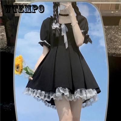 Japanese Junior High School Students Cute JK Black Dress College Style Girl Hepburn Style Dress Summer Dress Party Club Cute Lolita Dresses