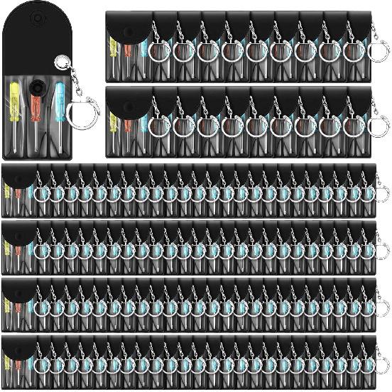 Jutom 20 Set Mini Screwdriver Keychain Set Bulk Includes 3 Mini Screwdrivers In a Portable Pouch with Snap with Hook Bulk Adult Men Employee