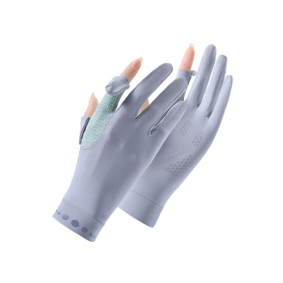 Summer Driving Gloves, Cooling Sun Protection Gloves, Full Finger UV Protection Gloves, with Anti-Slip Palm, Ultra Thin Ice Silk Gloves