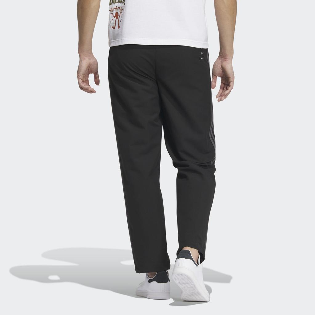 Adidas Originals Trefoil Logo Embroidered Striped Wide Leg Track Pants Men Bottoms Black IK3703