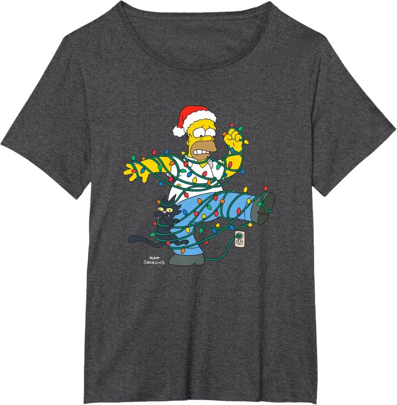 The Simpsons Holiday Homer Simpson Christmas Lights Tangle T-Shirt Soft Stretchy Fabric S разноцветный