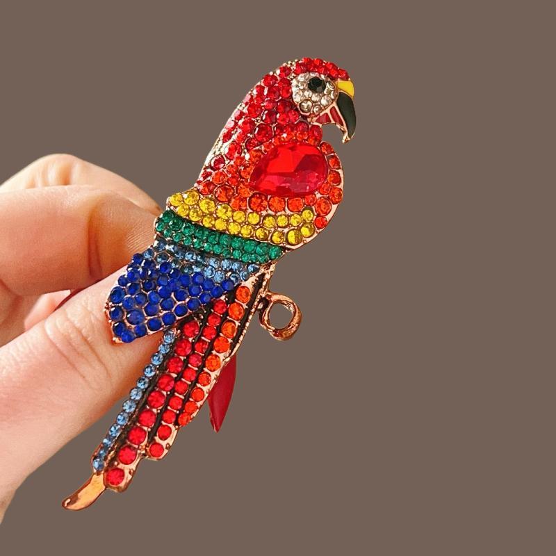 1Pcs Unisex 2-Color Rhinestone Beautiful Animal Party Casual Brooch Pin Shining Parrot Bird Brooches For Women Gifts