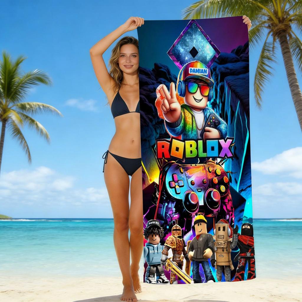 Roblox Roblox Game Beach Towel European And American Microfiber Bath Towel Beach Children Adult Towel