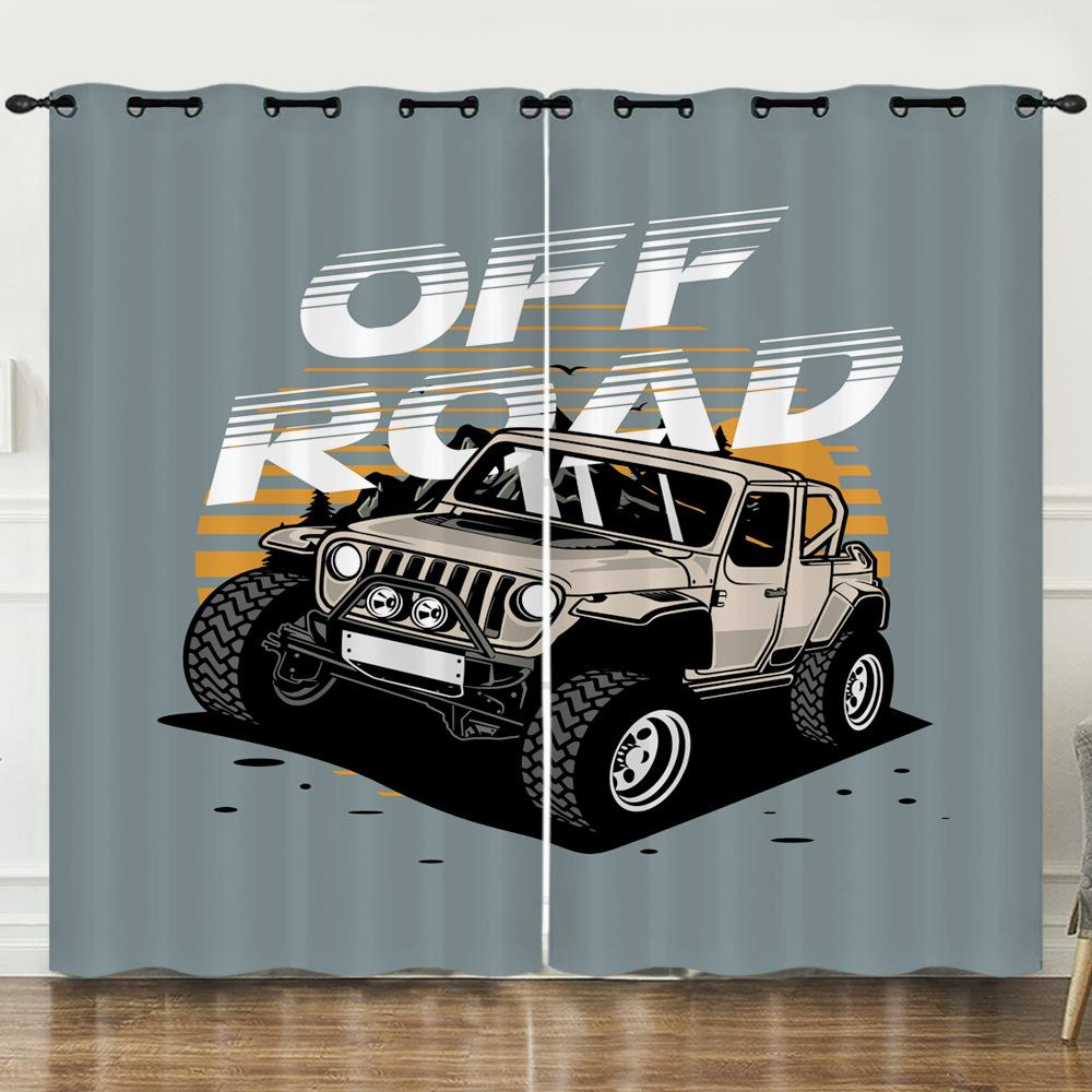 Curtain Car Off-Road Vehicle 3D Digital Printing Blackout Curtain Punching