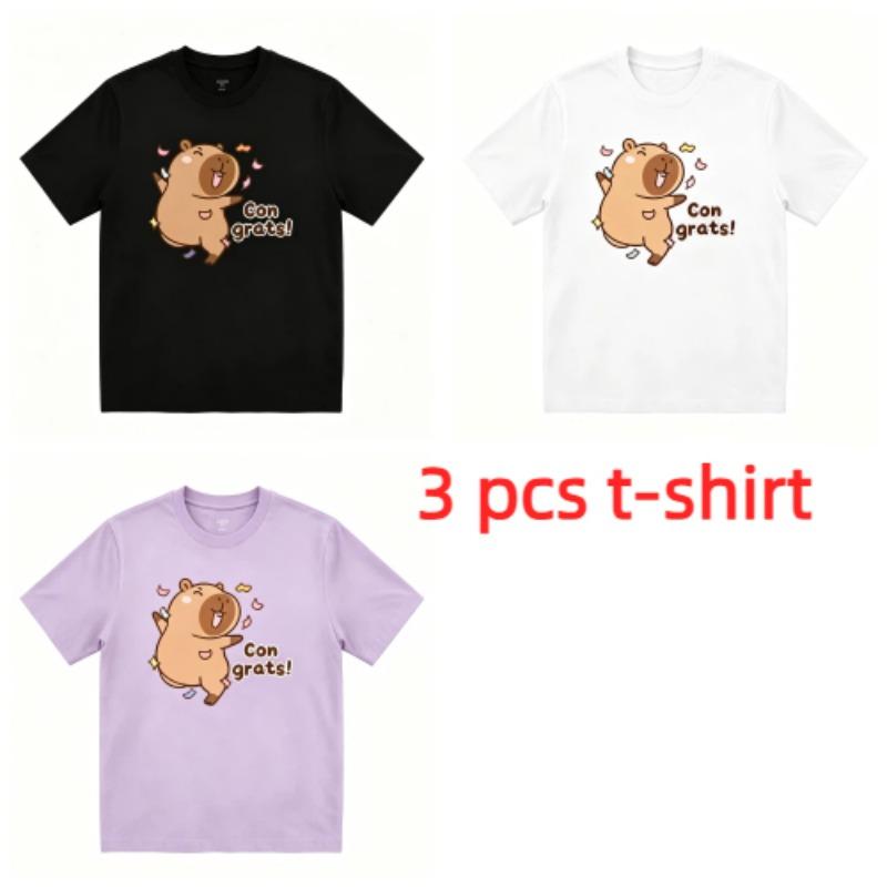 Funny Cute Cartoon Print Men's T-Shirts Summer Fashion Street Outdoor Casual T-shirt Tops for Men's and Women's Tees Top