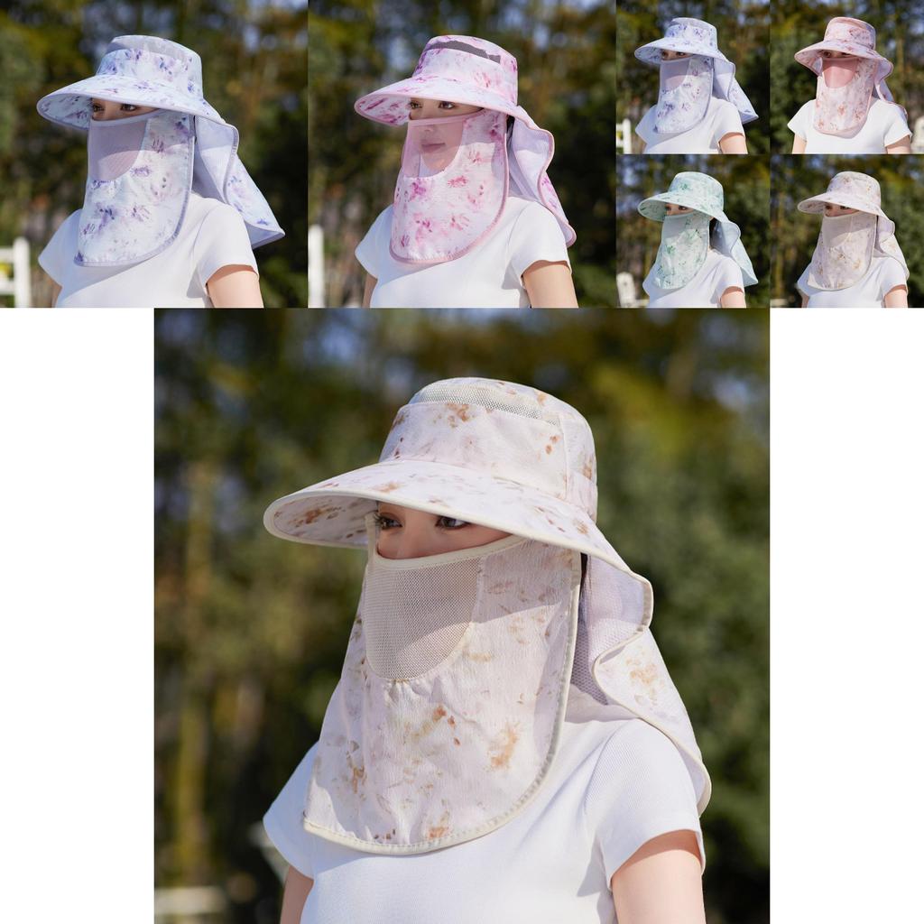 Outdoor Sun Protection Hat With Shoulder Cover For Women Summer Uv Blocker Lightweight Polyester