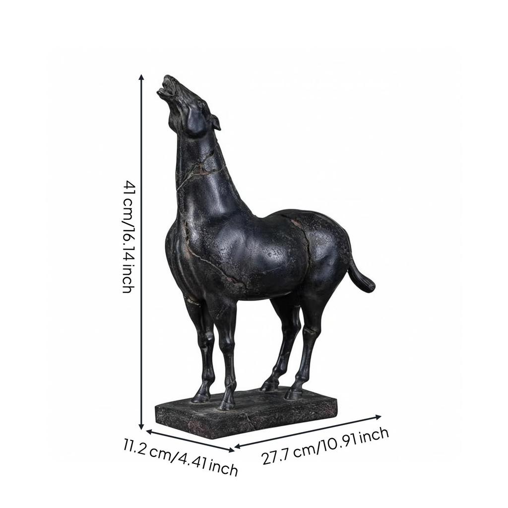 Horse Figurine with Base Rustic Decor Distressed for Living Room