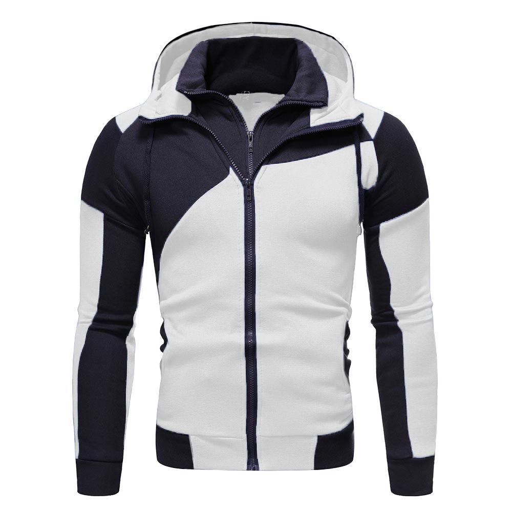 Men's Color-Block Double Zipper Hoodie – Casual Sportswear