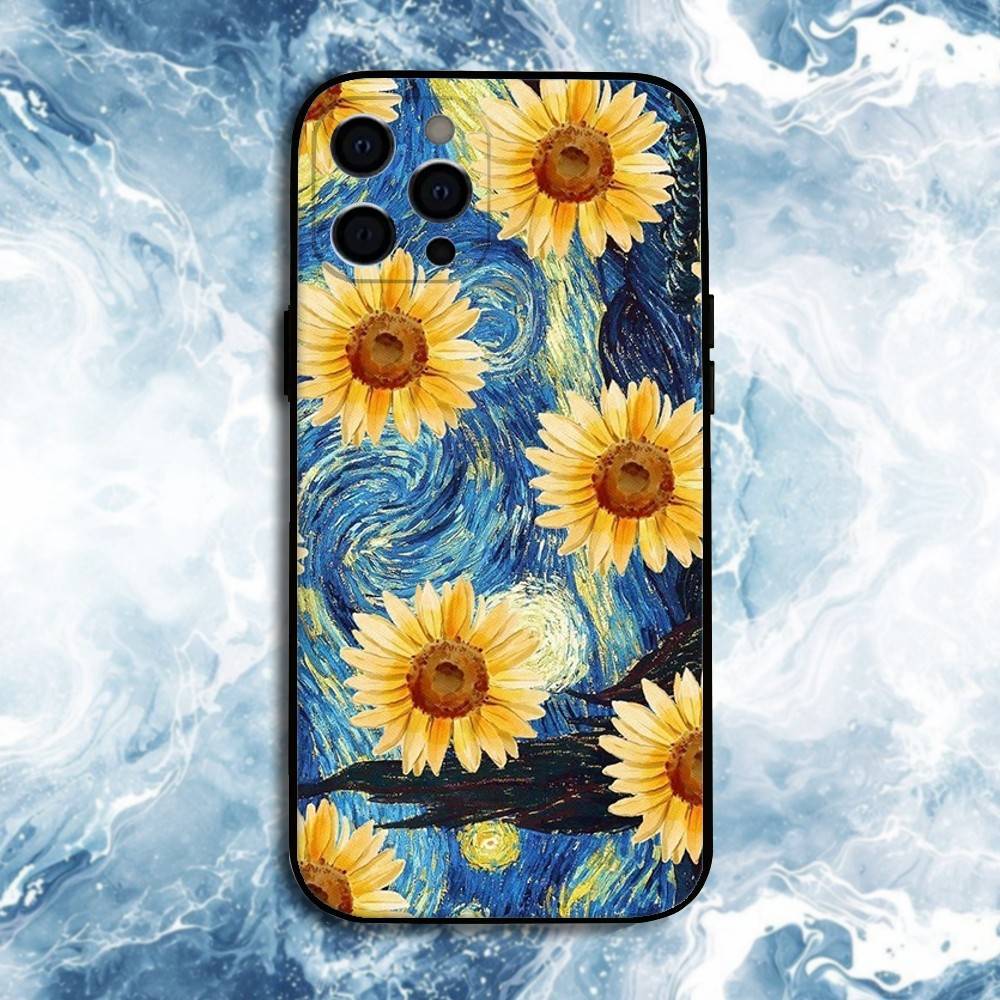 van-Gogh-The-Starry-Night Phone Case For iPhone17,16,15,14,13,12,11 Plus,Pro Max, Soft Silicone Black Cover