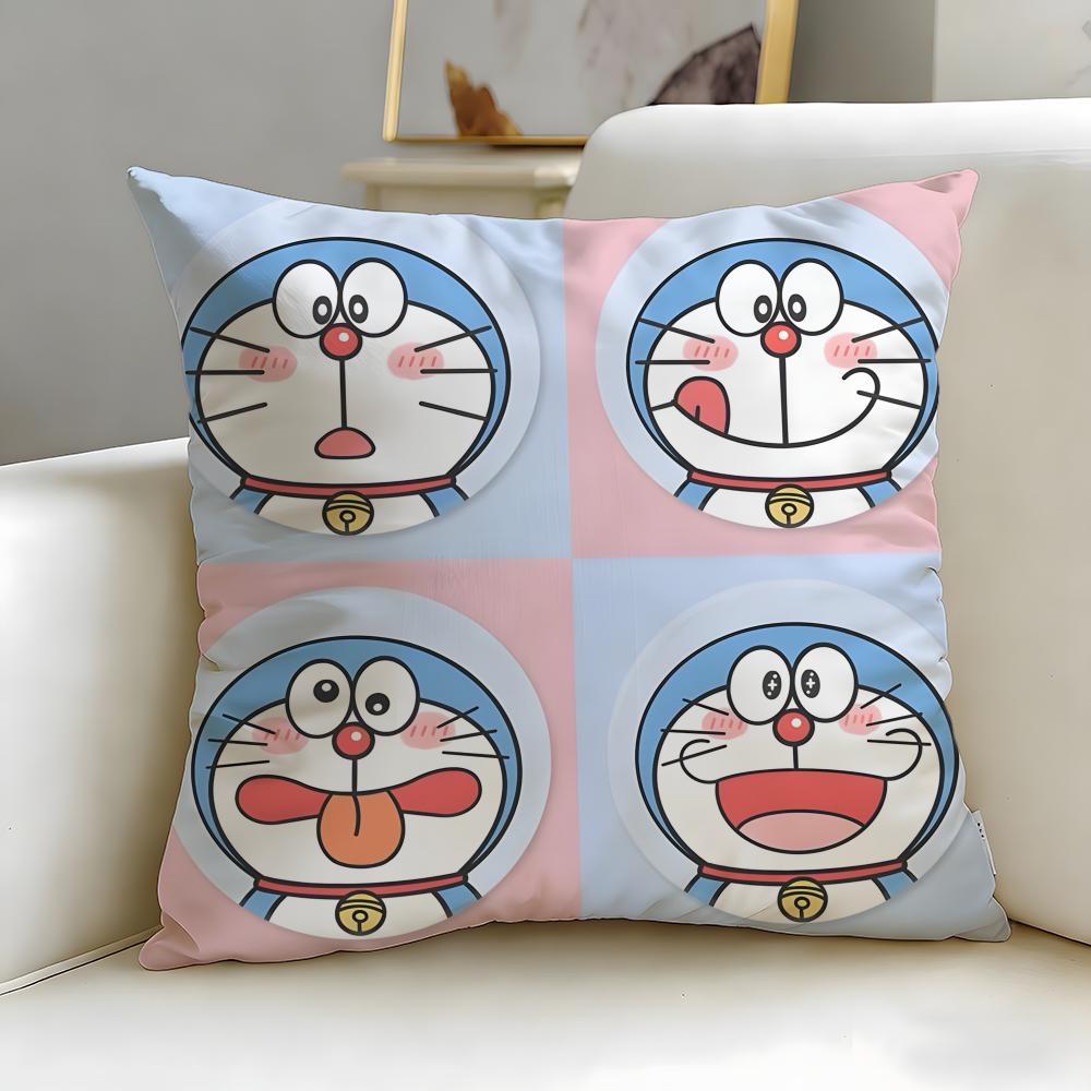 classic anime Doraemon Cushion Cover Soft  EasyWash Pillow Case  Versatile for Couch Bed Travel and Office