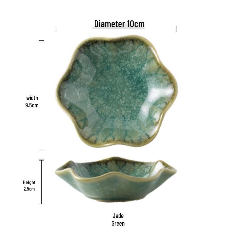 

Lotus Leaf Shaped Ceramic Dipping Plate for Hot Pot, Barbecue, and Sauces