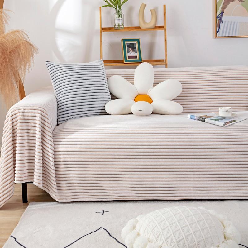 Double-Sided Retro Sofa Cover Nordic Sofa Cover Cotton Blanket Full Covered Non-Slip Sofa Cover Protective Cover