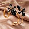 Enamel Glaze Flower Open Bangle Polka Dot Adjustable Bracelet Floral Bracelet  Birthday Gift