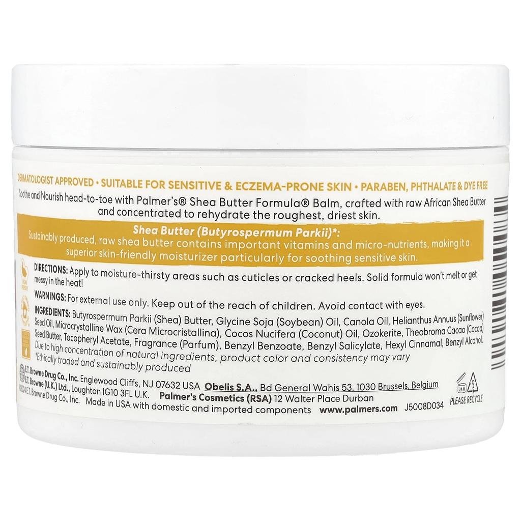 Palmer'S, Shea Butter Formula with Vitamin E, Raw Shea Butter Moisturizing Balm, 200 G (7.25 Oz)