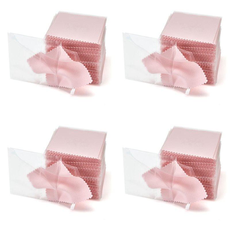 

400PCS Jewelry Cleaning Cloth,Professional Polishing Cloth Individually Wrapped,Pink Silver Polishing Cloth 3.15X3.15In-B61B розовый