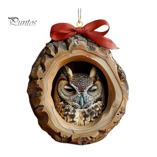 

1/4 шт. Рождественские украшения в виде животных, 2D, плоские акриловые украшения в виде совы, лесные животные, подвесные украшения для дома, елки, автомобиля, декор A
