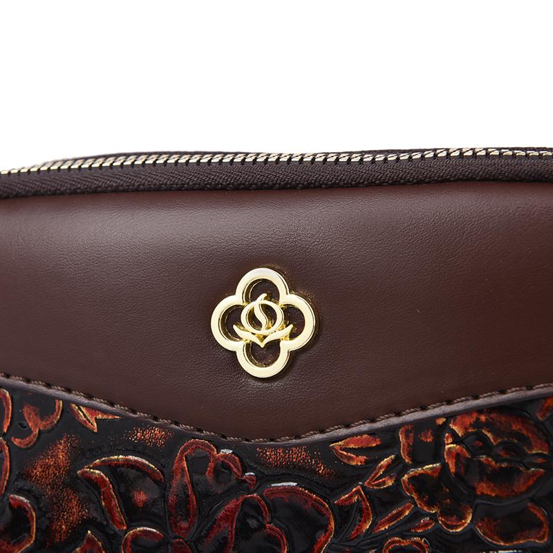 Elegante Borsa a Tracolla Floreale Goffrata da Donna – Mini Borsa a Spalla Vintage con Dettagli Dorati