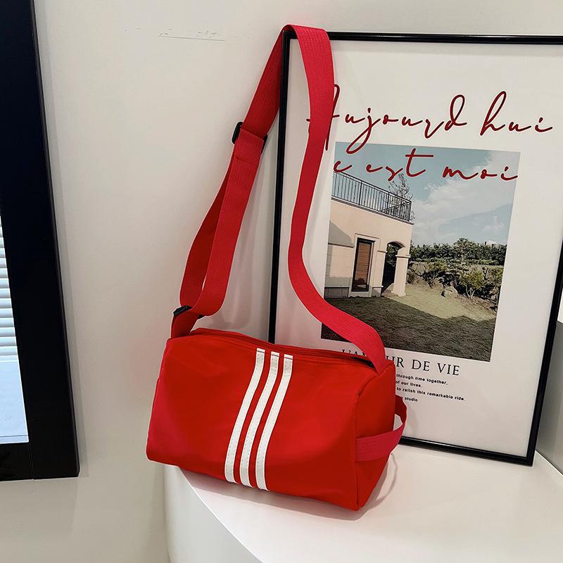 Nylon Cloth Bag Women's Large-capacity Bag 2025 New Casual Striped Shoulder Bag Autumn Casual Broadband Messenger Bag