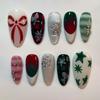 24 Stuks Zwarte Lange Kunstnagels met Amandelkop Design Kattenoog Zilveren Streep Patroon Press-on Nepnagels Draagbare Nageltips