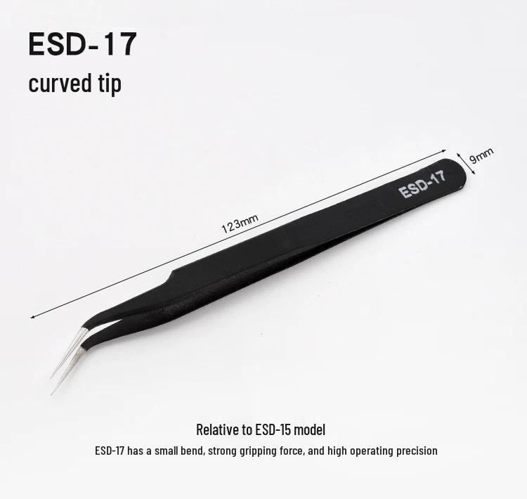 Anti-Static Stainless Steel Tweezers Set for Mobile Phone Repair - 11 Pieces