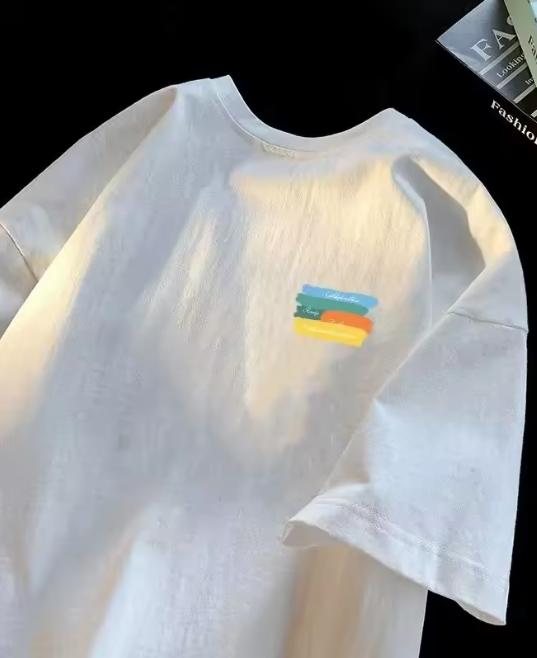 2025 Unisex Oversized Korean Fashion Loose American Vintage Macaron Colored Graffiti Print Trend Couple Outfit