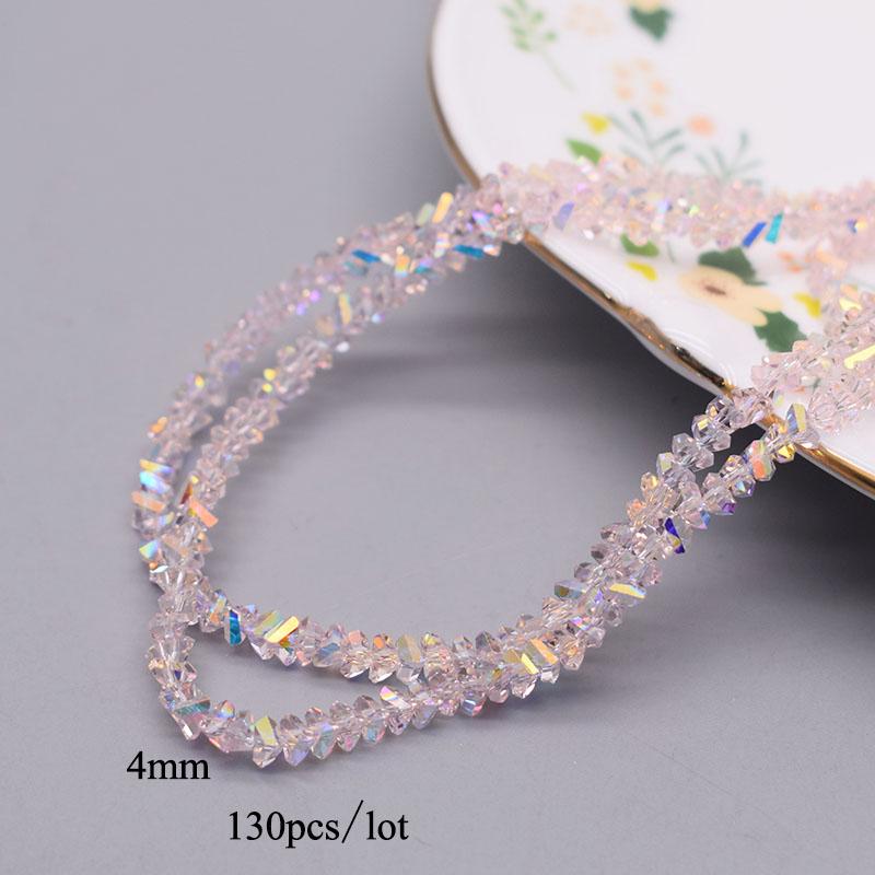 4mm 130pcs High Quality Triangle Crystal Glass Beads Shiny Color Loose Beads For Jewelry Making DIY Earring Necklace